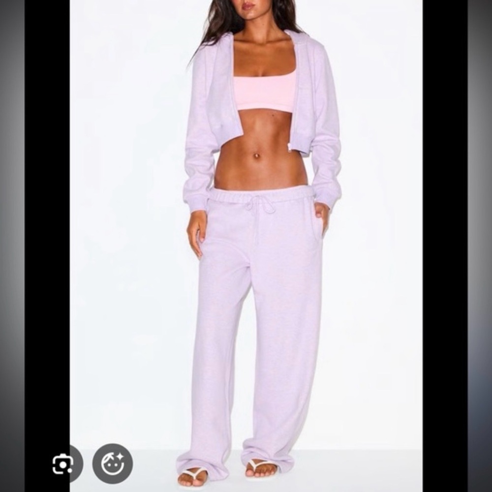 Skims Cotton Fleece Straight Leg Pants in Purple Heather